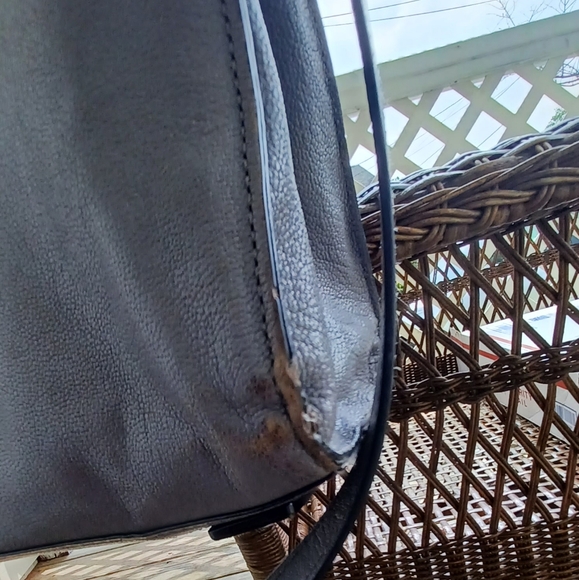 AUTH MILLY GUNMETAL GRAY CHAINLINKED XL LEATHER SATCHEL HANDBAG W/ LONG STRAP! - Picture 13 of 16